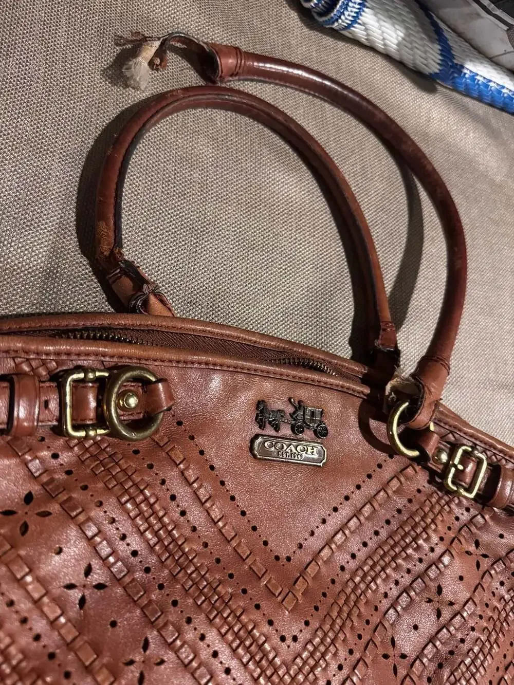 Coach Madison Crisscross Leather Satchel Handbag (Style No. 19836)
